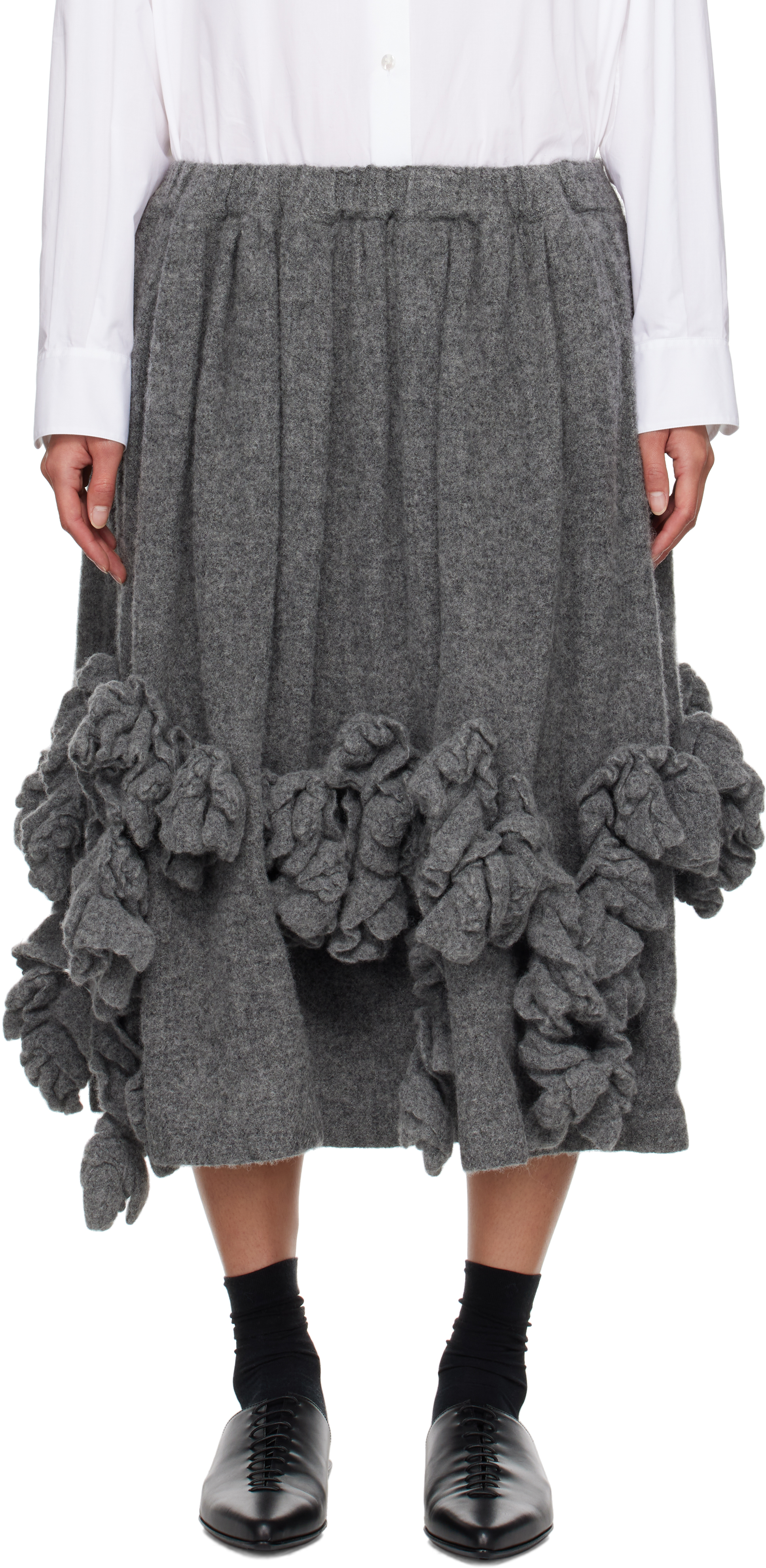 Comme Des Garçons Comme Des Garçons Gray Tweed Midi Skirt In 1 Medium Grey