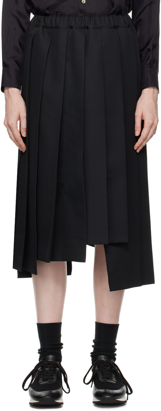 Black Pleated Midi Skirt