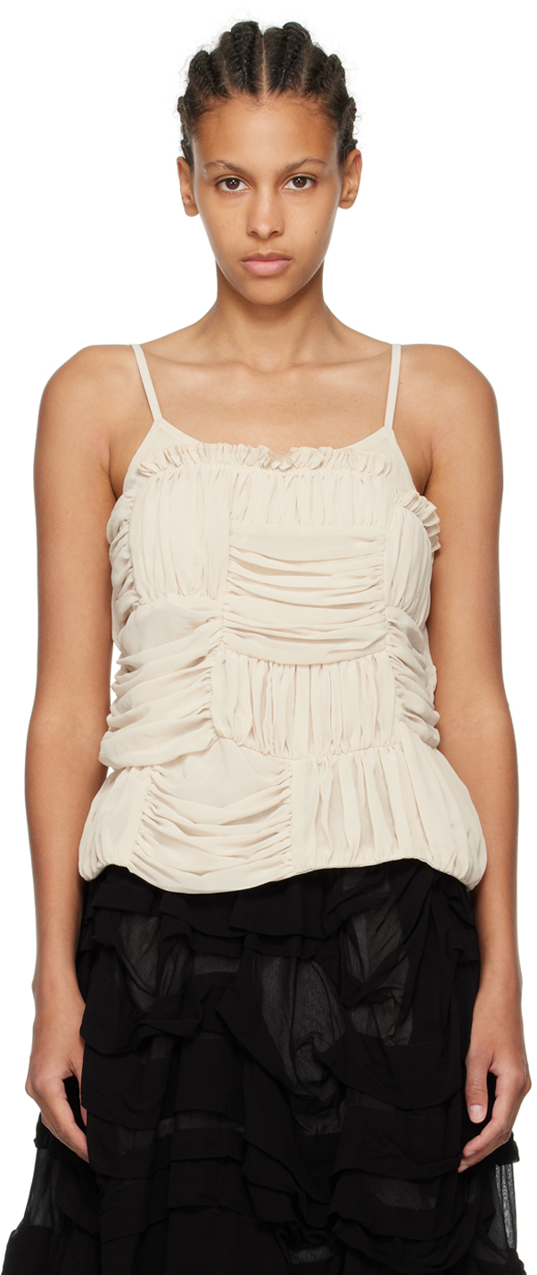Beige Ruched Tank Top