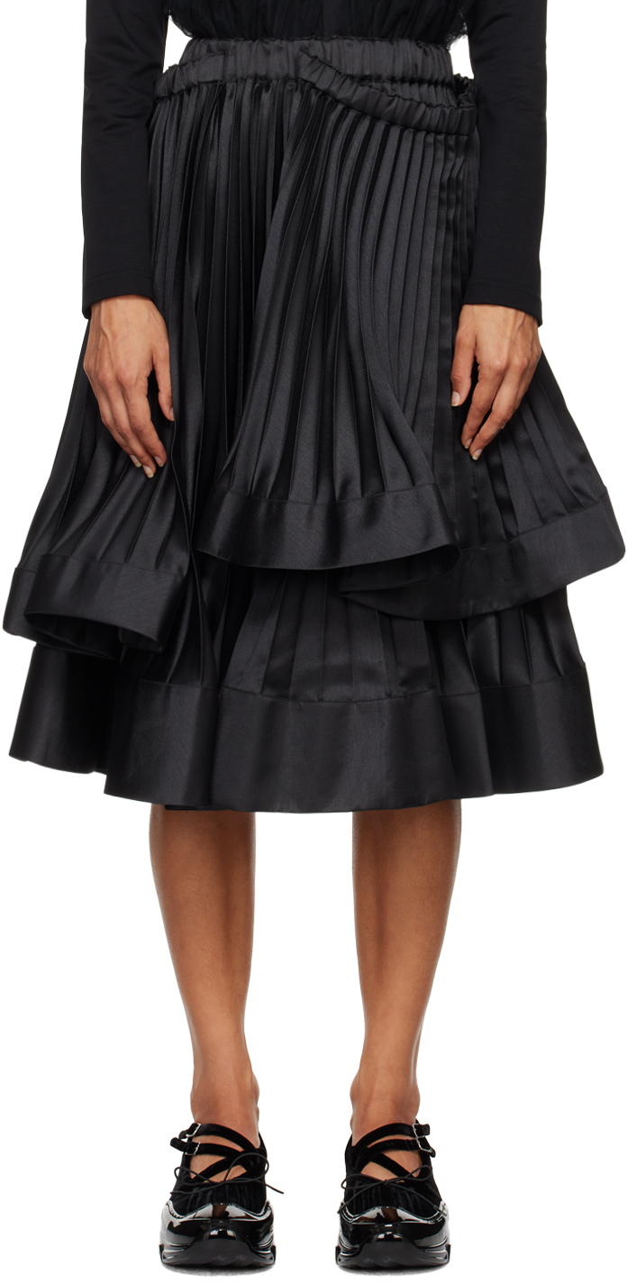 Shop Noir Kei Ninomiya Black Pleated Midi Skirt In 1 Black