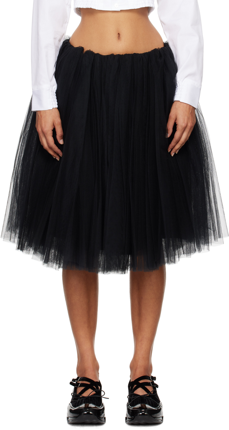 Black Layered Midi Skirt