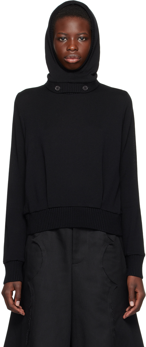 Noir Kei Ninomiya: Black Button Hoodie | SSENSE