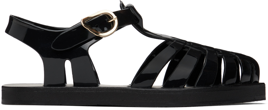 Black Homeria Jelly Sandals by Ancient Greek Sandals on Sale