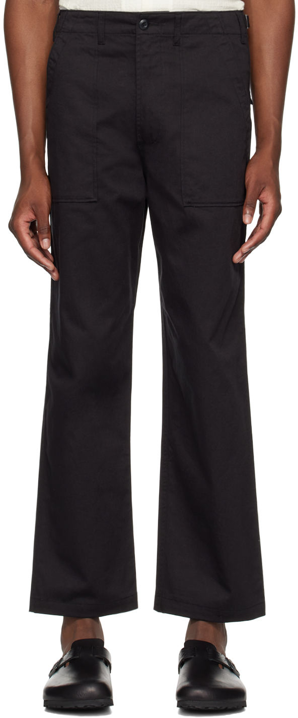 Universal Works: Black Fatigue Trousers | SSENSE