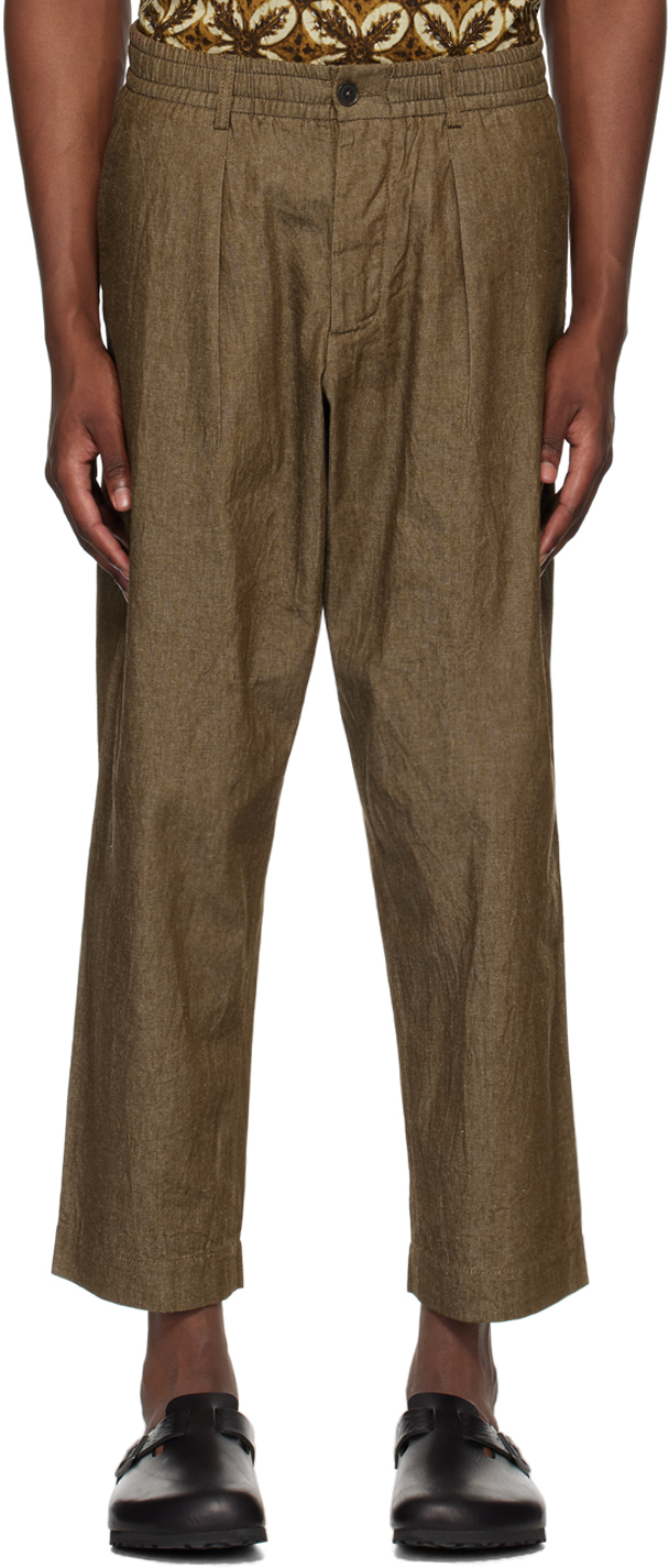 Shop Universal Works Brown Oxford Trousers