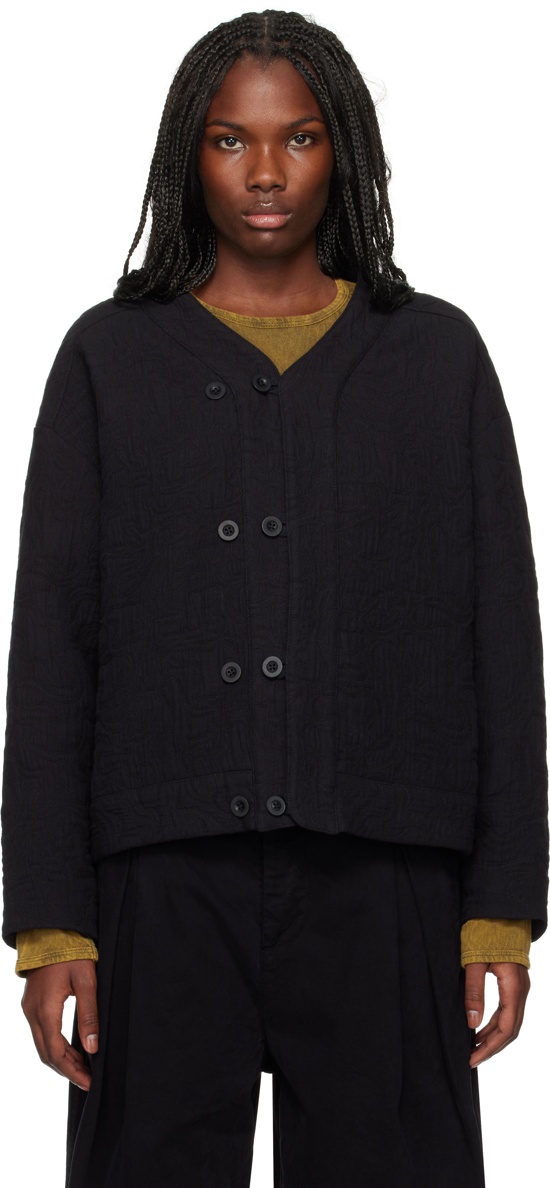 Shop Toogood Black 'the Woodsman' Jacket In Jacquard Flint