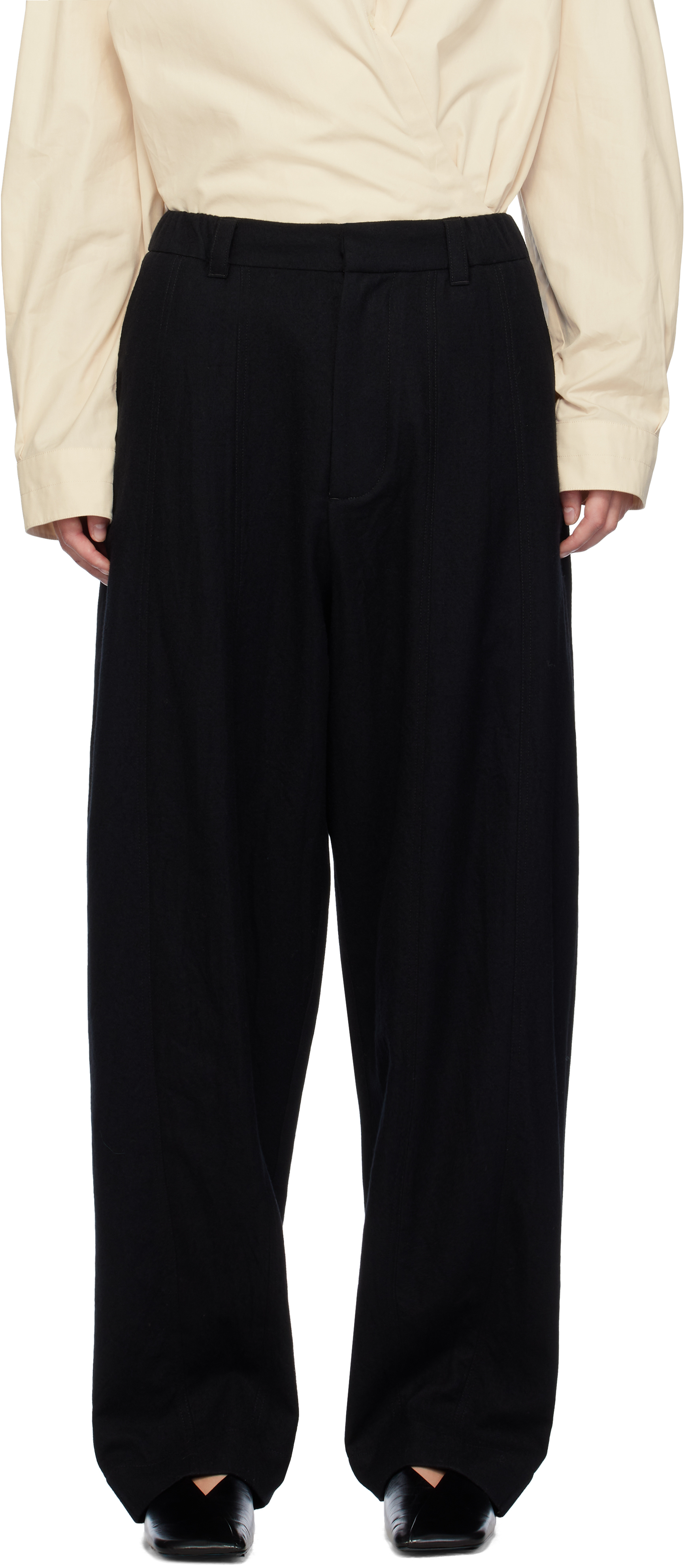 Shop Toogood Black 'the Hiker' Trousers In Fluid Wool Flint