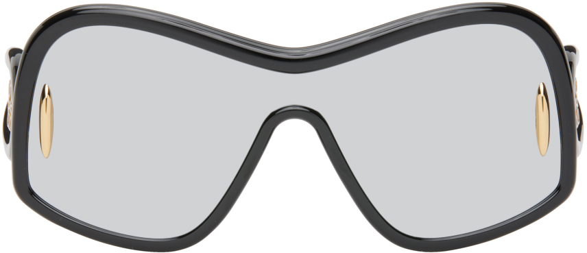 Loewe Black Shield Sunglasses In Shiny Black / Smoke