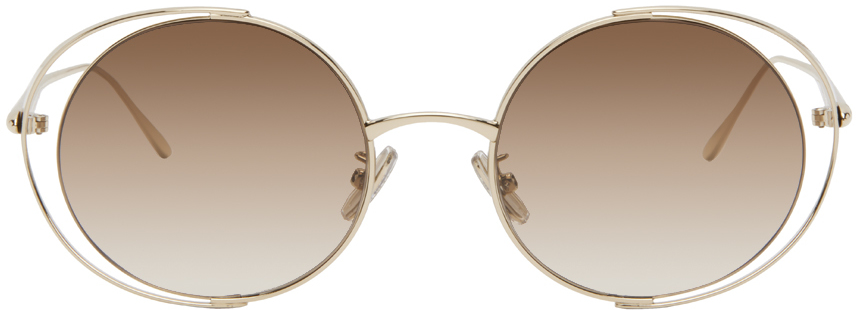 【関税込み】LOEWE ゴールド Cutout ラウンドサングラス LOEWE: Gold Cutout Round Sunglasses | SSENSE