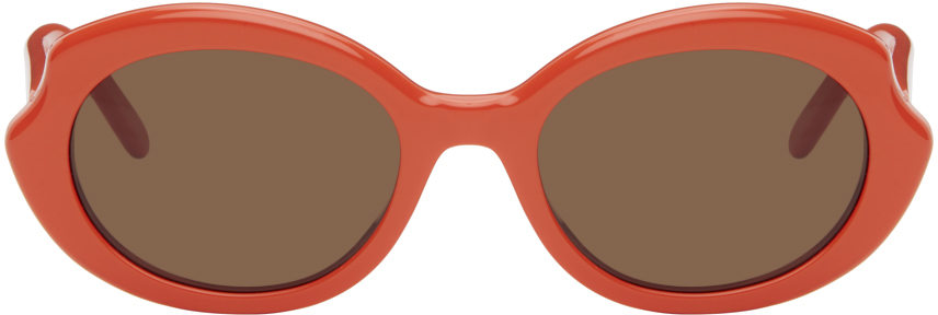Loewe Thin Mini 54mm Oval Sunglasses In 42e Shiny Orange / B