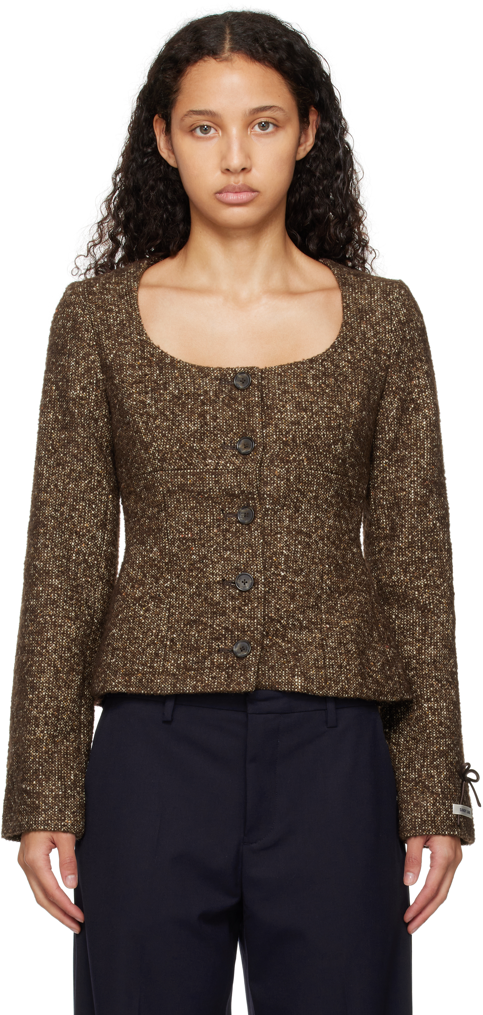 Shop Sandy Liang Brown Grappa Jacket In 203 Espresso