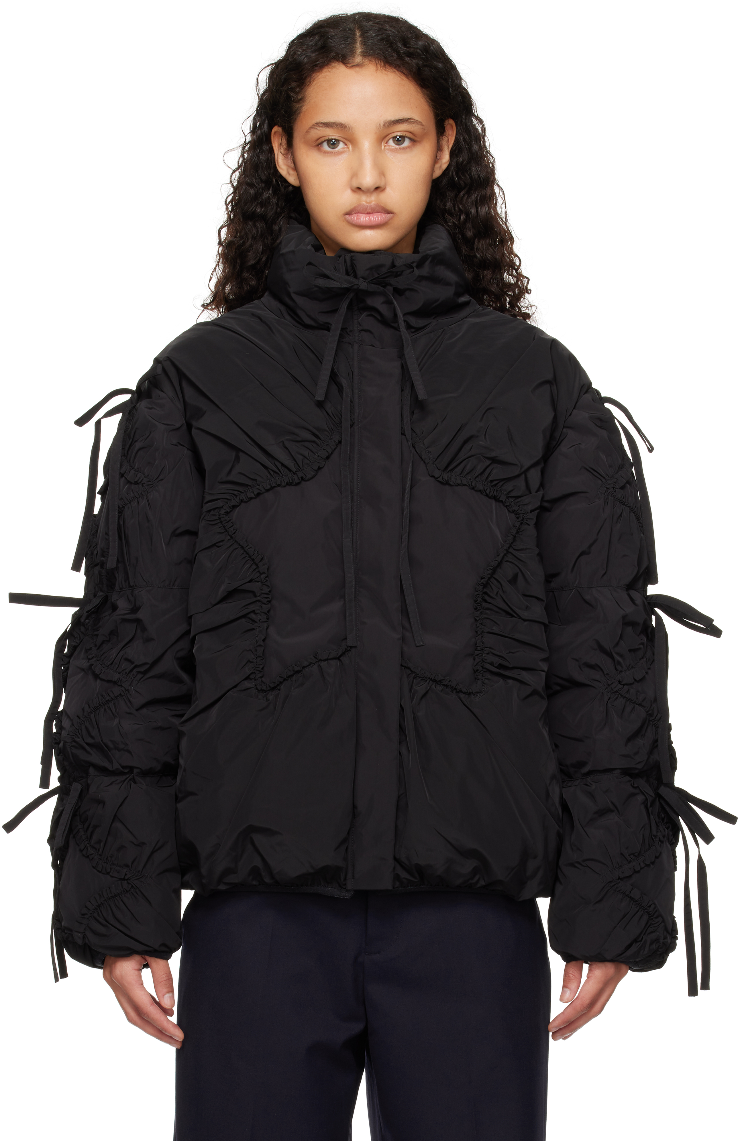 Shop Sandy Liang Black Etoile Puffer Jacket In 001 Black