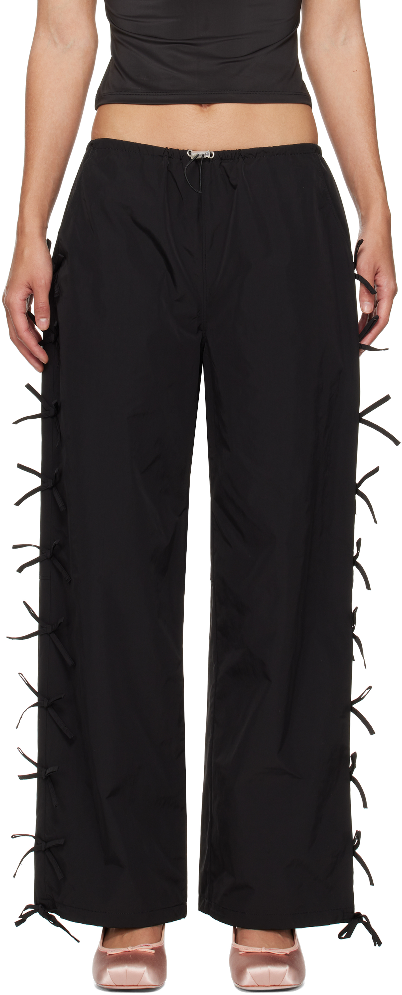 Shop Sandy Liang Black Poppet Track Pants In 001 Black