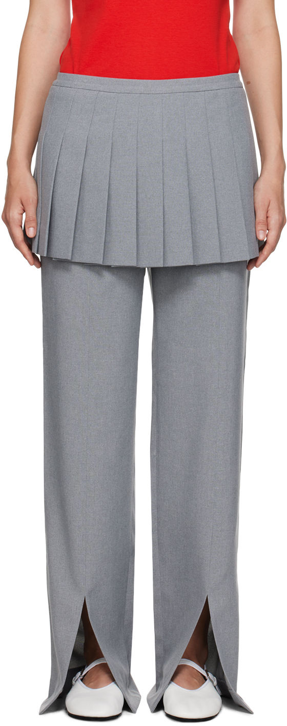 Shop Sandy Liang Gray Lichi Trousers In 030 Grey