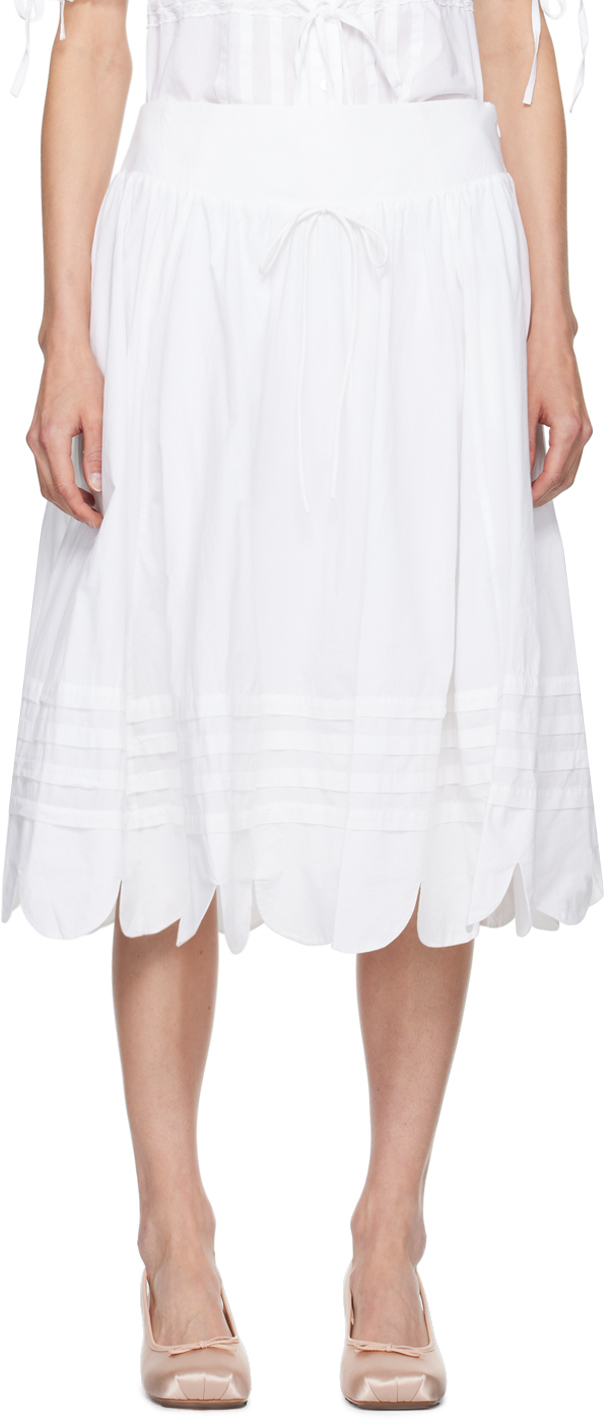 Shop Sandy Liang White Moretz Midi Skirt In 100 White