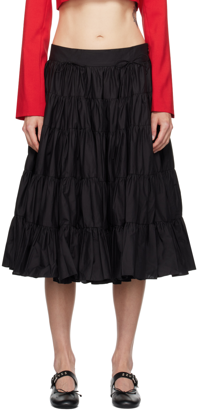 Shop Sandy Liang Black Hetti Midi Skirt In 001 Black