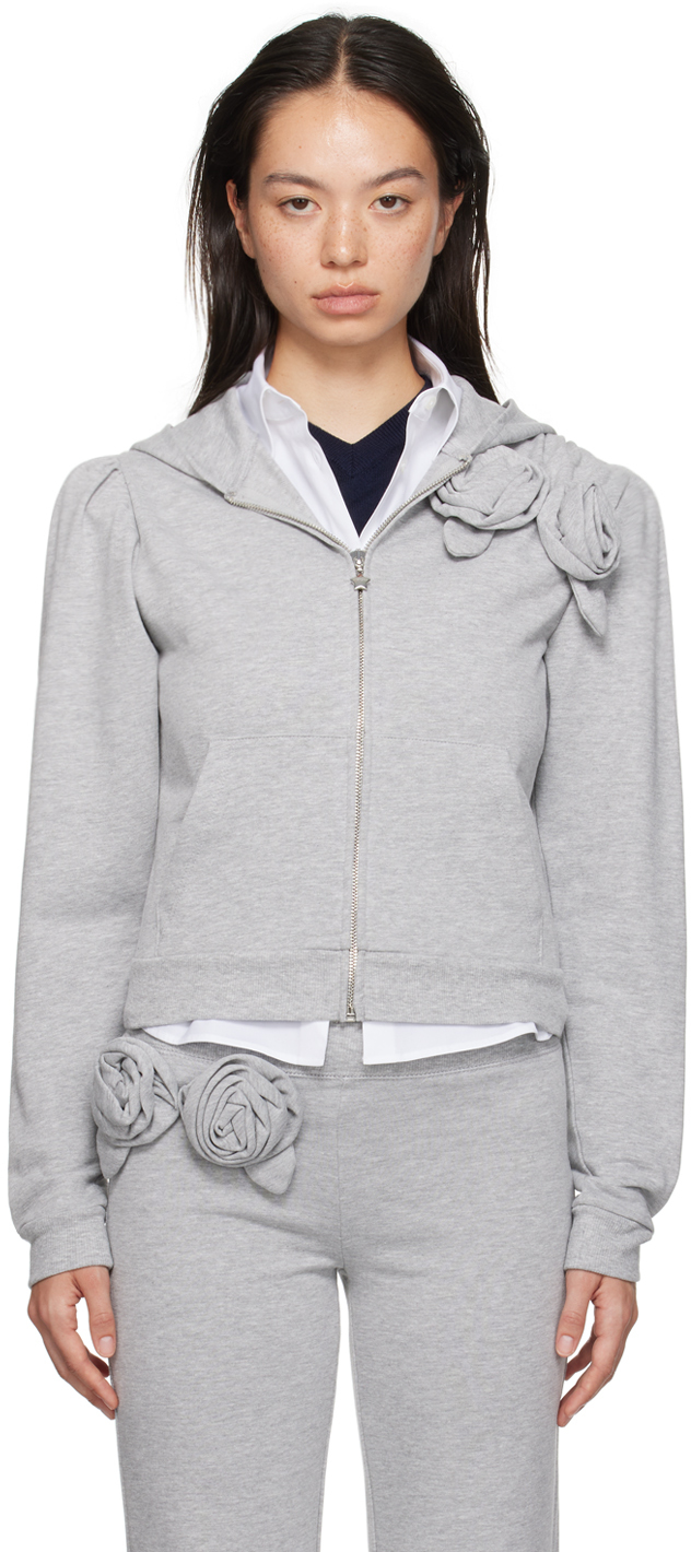 Shop Sandy Liang Gray Sookie Hoodie In 035 Heather Grey