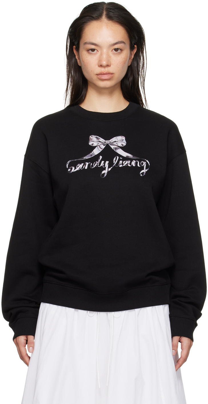 Shop Sandy Liang Black Chrome Sweatshirt In 001 Black