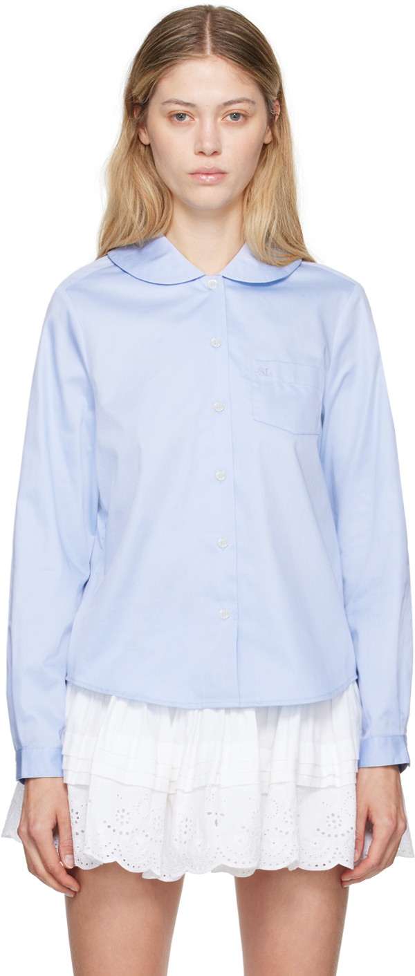 Shop Sandy Liang Blue Wilbur Shirt In 497 Baby Blue