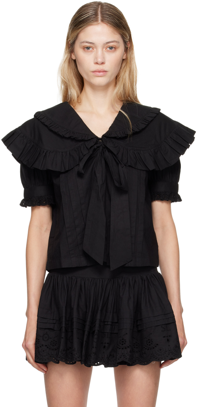 Shop Sandy Liang Black Guagua Blouse In 001 Black