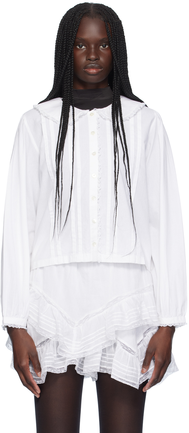 Shop Sandy Liang White Grove Shirt In 100 White