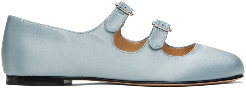 Shop Sandy Liang Ssense Exclusive Blue Mj Double Strap Ballerina Flats In 691 Ice Blue