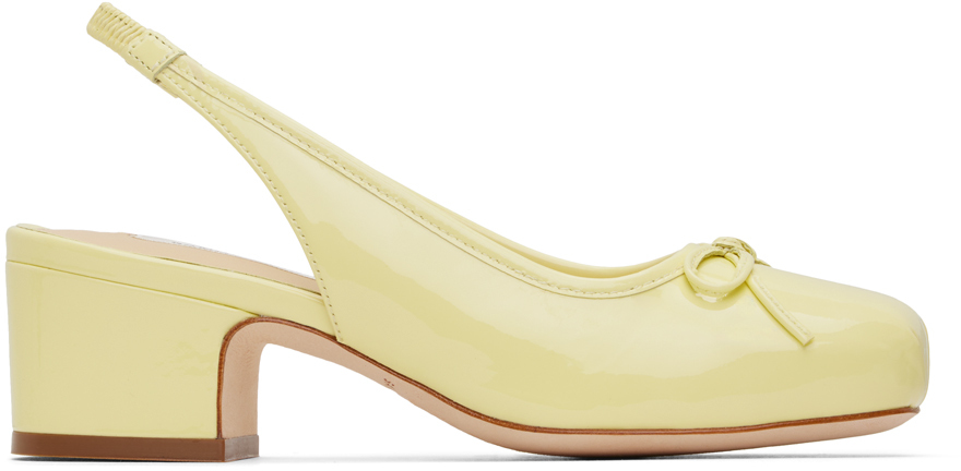 Shop Sandy Liang Yellow Slingback 45 Heels In 790 Butter