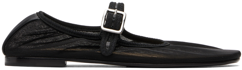 Shop Sandy Liang Ssense Exclusive Black Mary Jane Mesh Ballerina Flats