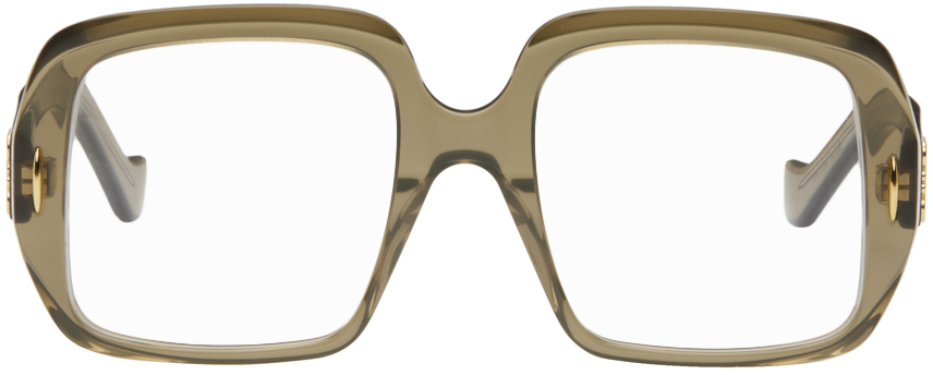 Shop Loewe Khaki Anagram Glasses In Shiny Beige