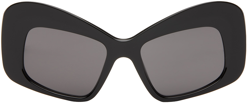 【関税込み】LOEWE ブラック Curvy サングラス Loewe Curvy Sunglasses in Shiny Black & Smoke | FWRD