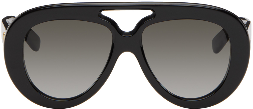 Black Round Spoiler Aviator Sunglasses