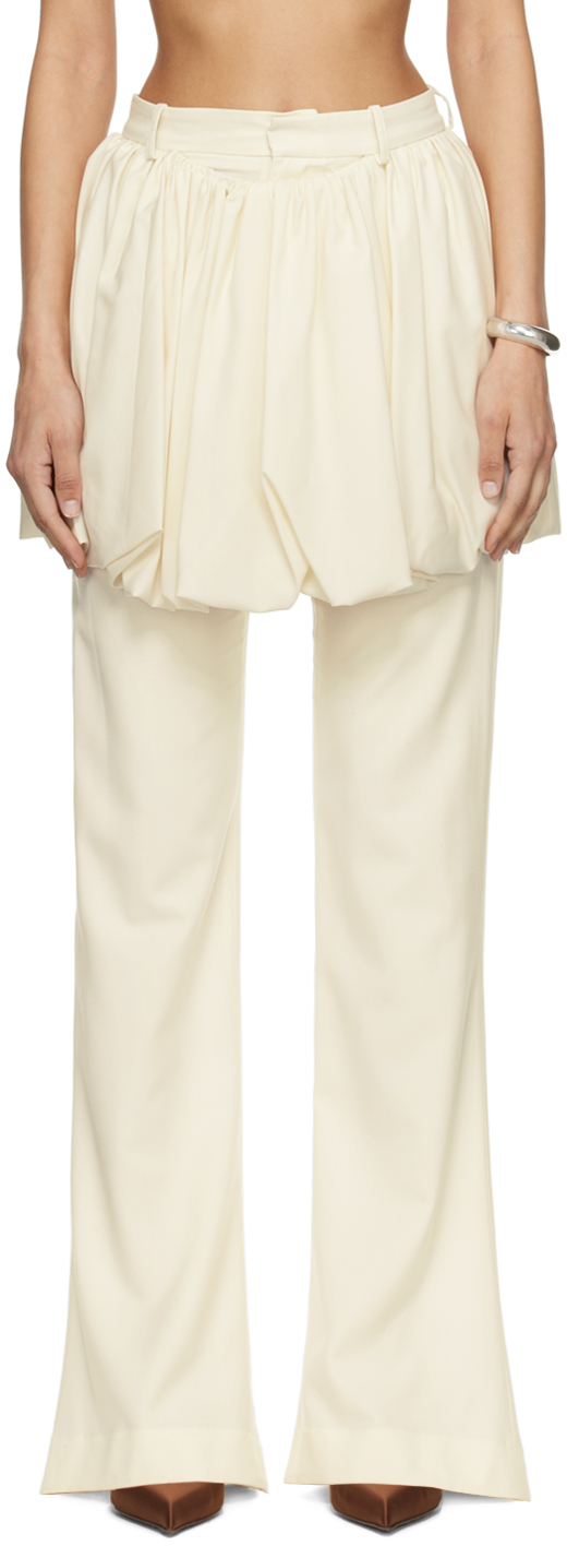 Shop Aaron Esh Ssense Exclusive Beige Layered Trousers In Off White