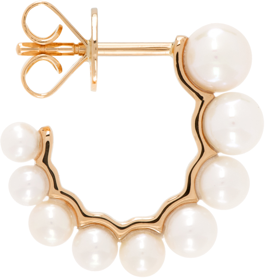 Sophie Bille Brahe White Petit Boucle De Perle Single Earring In Gold