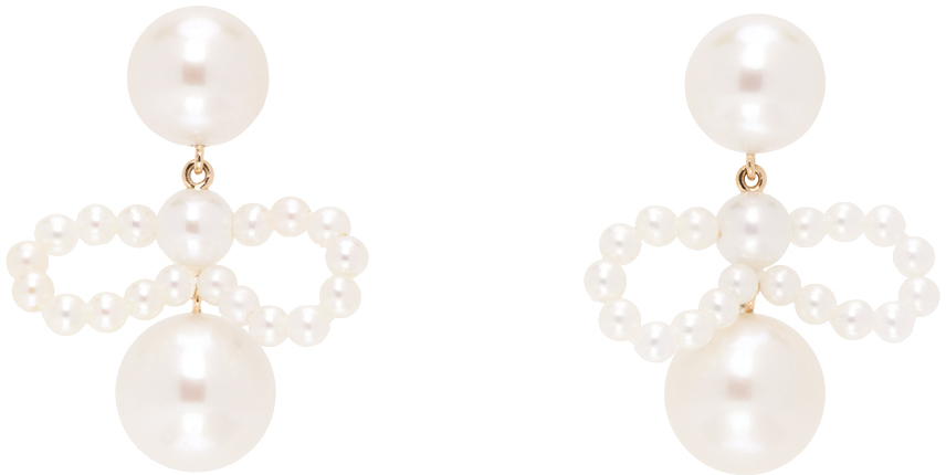 White Bow Perle Earrings