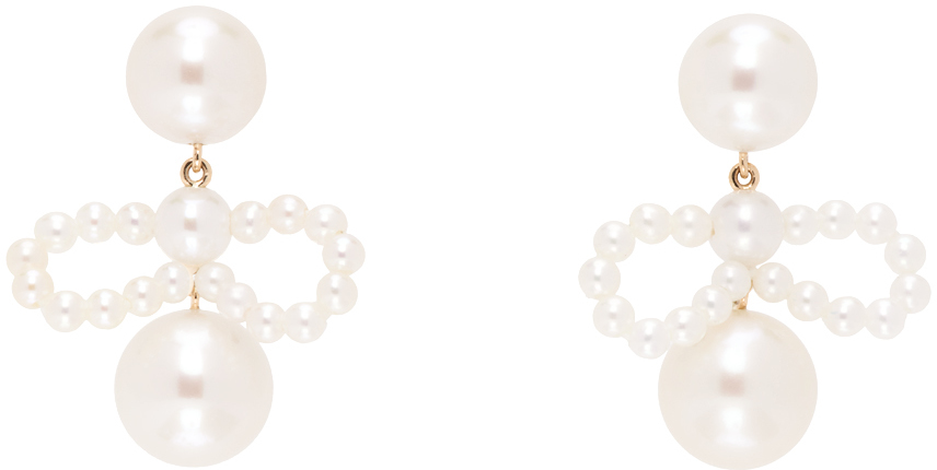 Sophie Bille Brahe White Bow Perle Earrings