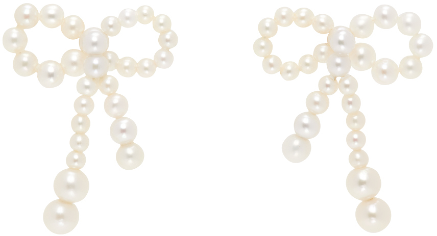 White & Gold Rosette de Perles Earrings
