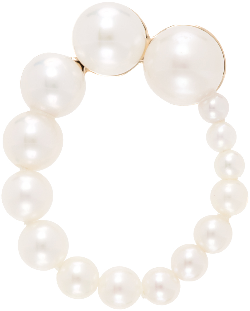 Sophie Bille Brahe White Petite Embrassée Perle Single Earring In 14k Yg Pearls