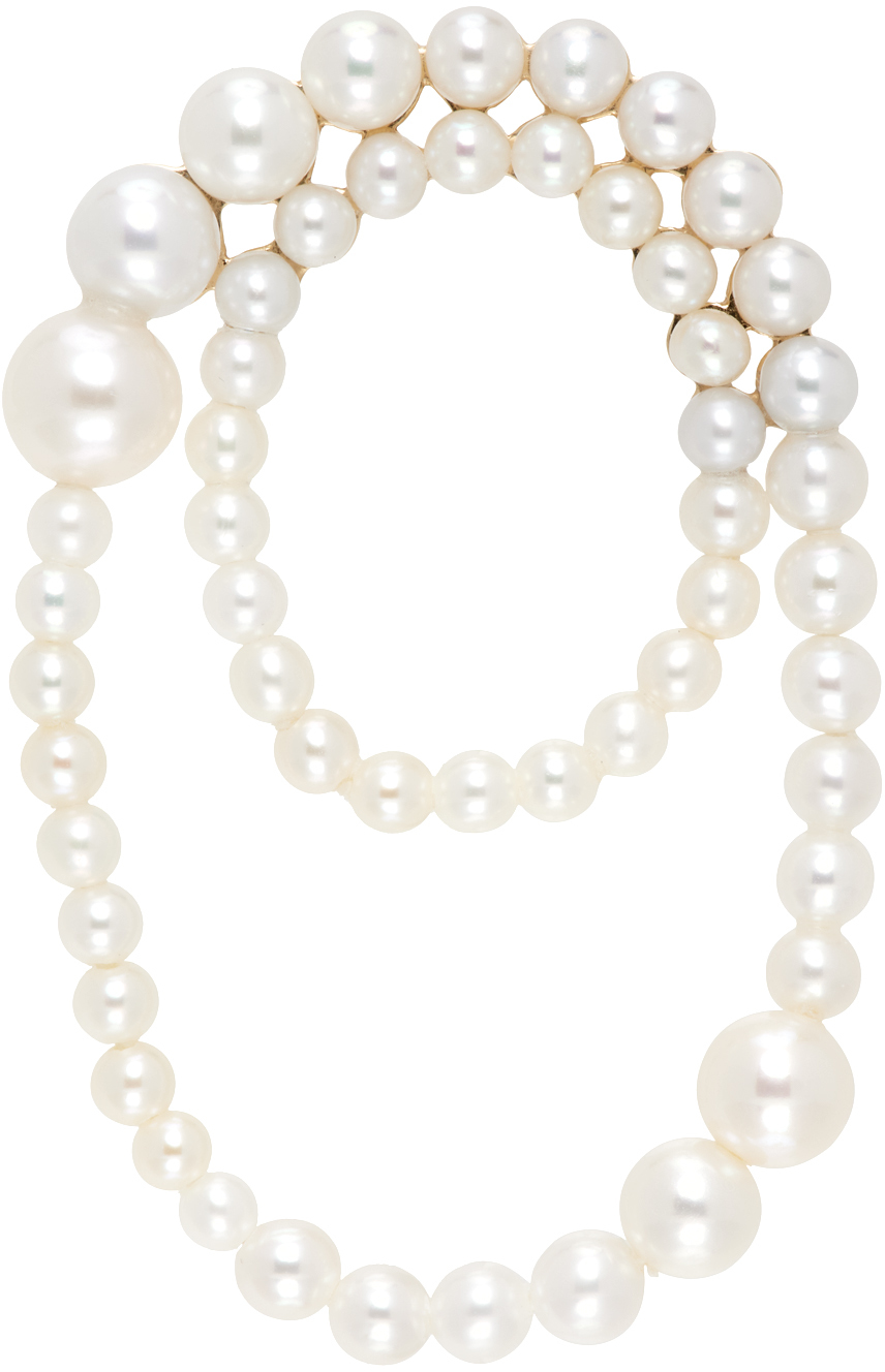 Shop Sophie Bille Brahe White Embrassée Single Earring In 14k Yg Pearls