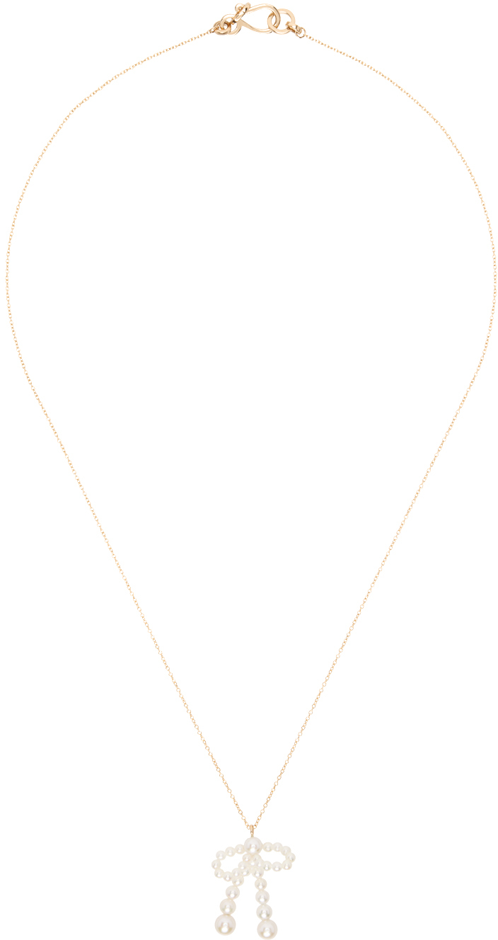 Sophie Bille Brahe Gold Bow Simple Necklace