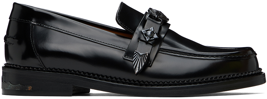 Shop Toga Virilis Ssense Exclusive Black Loafers In Black Gunmetal