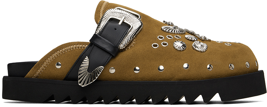 SSENSE Exclusive Khaki Eyelet Metal Sabot by Toga Virilis on Sale