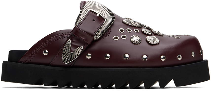 TOGA VIRILIS SSENSE EXCLUSIVE BURGUNDY SLIP-ON LOAFERS 