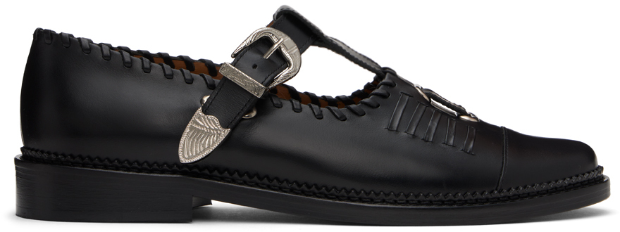 Shop Toga Virilis Black Pin-buckle Loafers