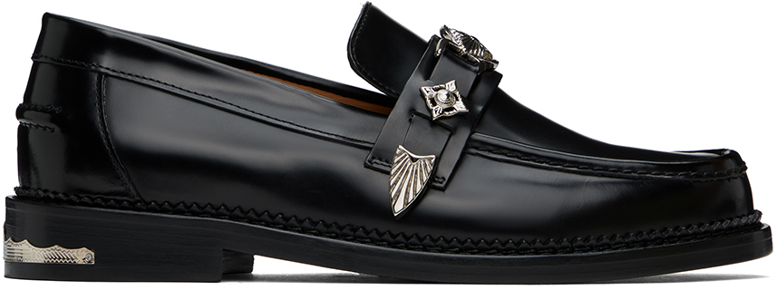 Shop Toga Virilis Black Metal Loafers