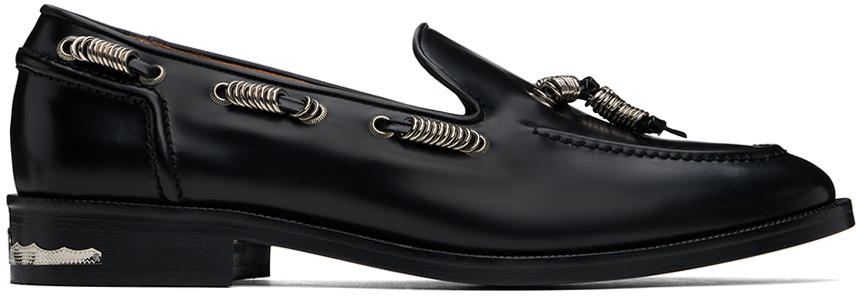 Black Polished Loafers by Toga Virilis on Sale