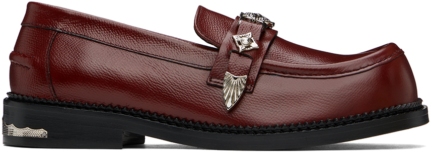 Burgundy Grained Leather Loafers