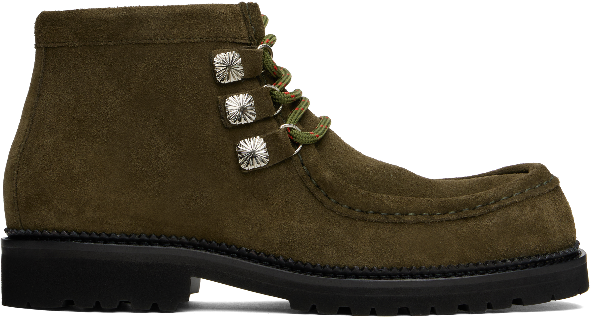 Shop Toga Virilis Khaki Square Toe Boots In Green