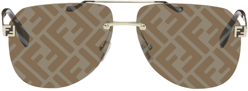 Gold Fendi Sky Monogram Sunglasses