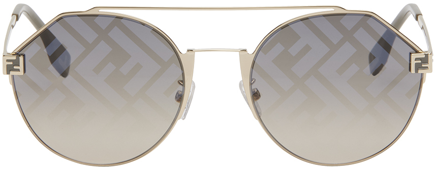 【関税込み】Fendi ゴールド Fendi Sky サングラス FENDI EYEWEAR Fendi Sky rimless rectangle-frame gold-tone