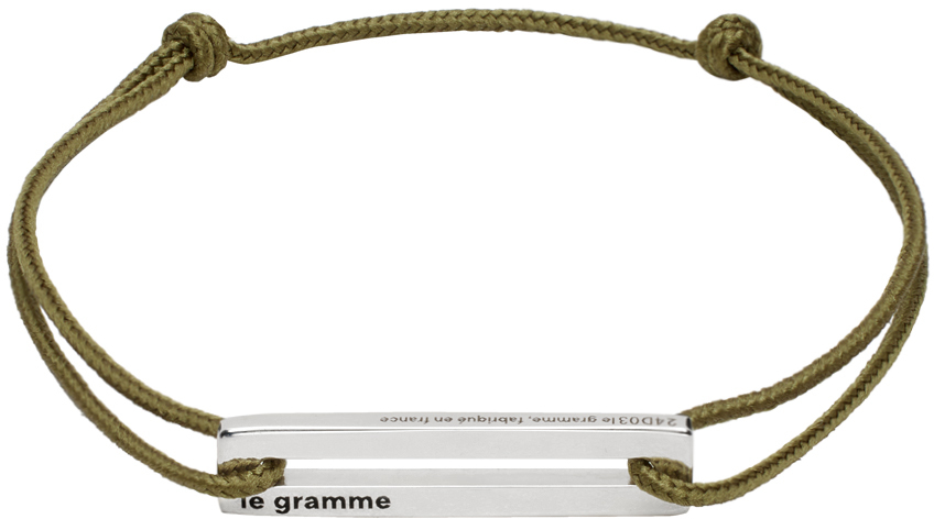 LE GRAMME KHAKI PERFORATED CORD 'LE 1.7G' BRACELET 